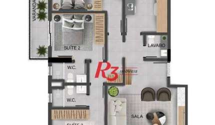 Apartamento à venda, 150 m² por R$ 2.321.439,75 - Aparecida - Santos/SP