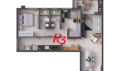 Apartamento com 2 dormitórios à venda, 67 m² por R$ 593608 - Macuco - Santos/SP
