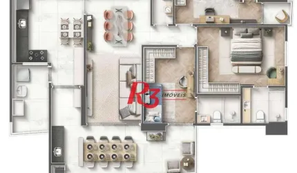 Apartamento com 3 dormitórios à venda, 116 m² por R$ 1.792.252 - Embaré - Santos/SP