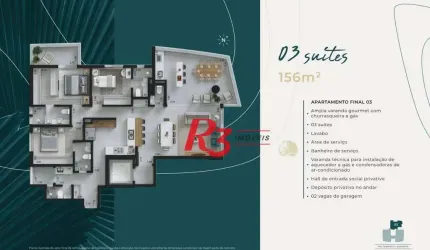 Apartamento à venda, 156 m² por R$ 2.165.373,58 - Ponta da Praia - Santos/SP