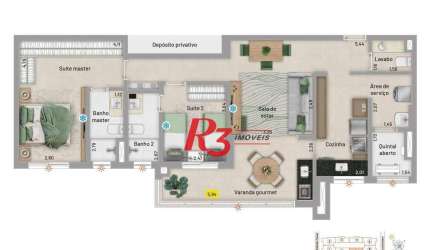 Apartamento com 2 dormitórios à venda, 96 m² por R$ 1.600.000,00 - Embaré - Santos/SP