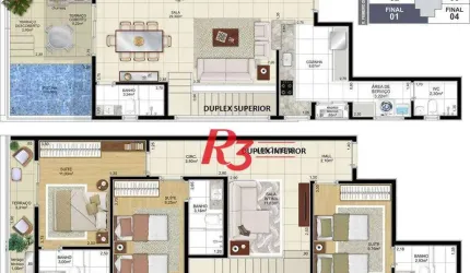 Cobertura com 3 dormitórios à venda, 157 m² por R$ 2.029.500 - Aparecida - Santos/SP