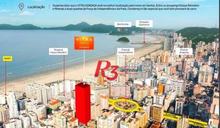 Apartamento com 3 dormitórios à venda, 124 m² por R$ 3.000.000,00 - Gonzaga - Santos/SP