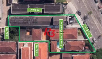 Terreno à venda, 1447 m² por R$ 14.480.000,00 - José Menino - Santos/SP