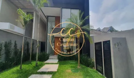 Barra/Interlagos de Itaúna - Casa contemporânea triplex à venda com 4 suítes, 350 m², piscina e sotão