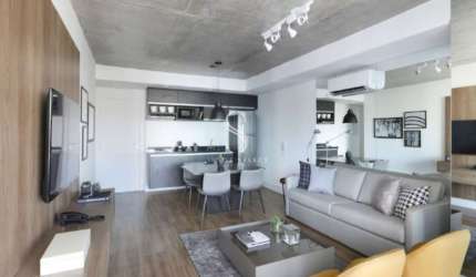 Condomínio Geo Berrini, Vila Monções, Apartamento com 70m² sala, 1 dormitório, 2 banheiros, 1 vaga d