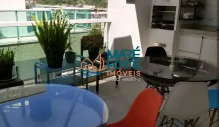 Ampla cobertura com terraço, vista parcial para o mar
