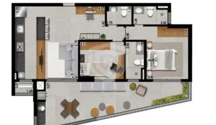 Apartamento com 2 suítes, 97,05mts, à venda no Edifício AK 1107