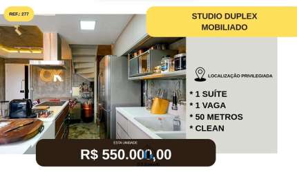 Apartamento DUPLEX Condomínio Impression á venda com 50m², 1 quarto e 1 vaga