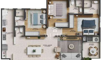 Apartamento com 3 dormitórios à venda, 104 m² por R$ 1.274.625,00 - Fazenda - Itajaí/SC