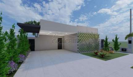 Casa térrea em construção no Condomínio Parque dos Ypês com 155,25 m² | 3 suítes, sendo 1 com closet e 2 vagas de garagem cobertas.