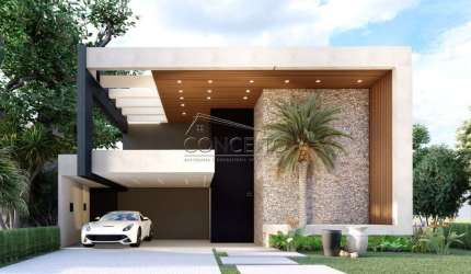 Casa térrea em construção, à venda no Condomínio Residencial Damha com 215 m² | 3 suítes, sendo 1 suíte com closet e 4 vagas de garagem.
