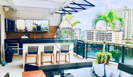 Cobertura à venda na Barra da Tijuca, Rio de Janeiro-RJ: 3 quartos, 1 suíte, 4 salas, 2 vagas de garagem, 260m² de área.