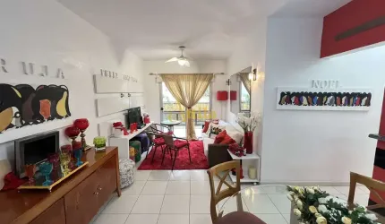 Apto decorado, (lado praia), 2 dorms., 1 vaga, Enseada