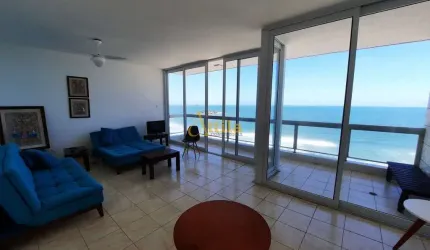 Apto 4 dorms., sacada, frente praia, 2 vagas, Pitangueiras