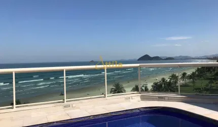 Cobertura pé na areia com vista para o mar com 4 dormitórios