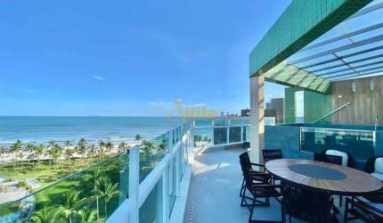 Cobertura pé na areia com vista panorâmica para o mar, 4 suítes