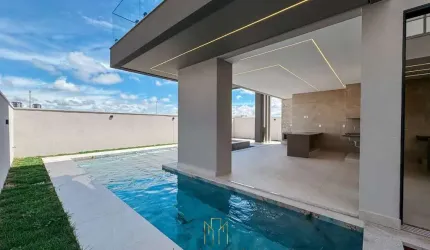 Luxuosa mansão de 4 suítes no condomínio Terras Altas, Jardim Sul, Uberlândia-MG: 335m², 6 banheiros, 5 vagas.