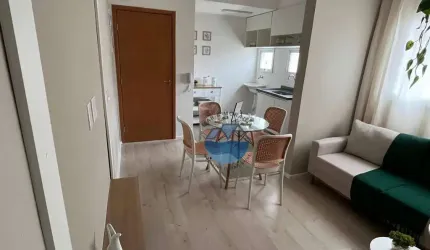 APARTAMENTOS NOVO NO ESTUÁRIOS, 39,53M² - 2 QUARTOS, SALA, COZINHA E BANHEIRO – 1 VAGA – ELEVADOR - FRENTE COM SACADA