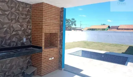 Ocean Vende: Jardim Atlântico, Casa, 3 quartos sendo 1 suíte com closet, piscina, área de gourmet.