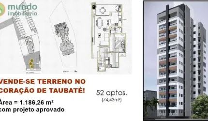 Terreno à Venda, Centro, Taubaté,  1.186,26m