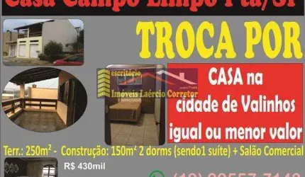 Casa para Venda em Campinas, Parque Valença I, 3 dormitórios, 1 banheiro