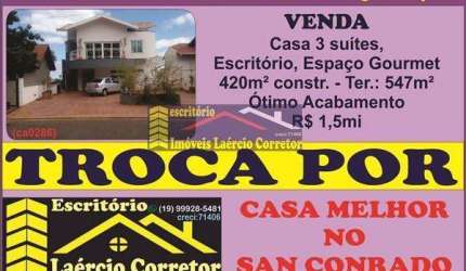 Casa em Condomínio para Venda em Campinas, Loteamento Caminhos de São Conrado (Sousas), 3 dormitórios, 3 suítes, 6 banheiros