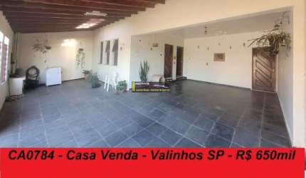 Casa Venda Valinhos SP 3 dorms (1 suite), R$ 650mil  - 100% doc. financ., Estuda Permuta Apto até R$ 350mil
