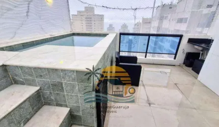 Cobertura Reformada a Venda na Praia das Pitangueiras Guarujá, Vista Mar 3 Suítes e Piscina Privativa cod R0213704