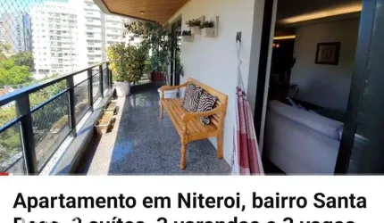 Asset Imóveis vende apartamento com 3  varanda e 3 suítes, 215m², por R$ 1.590.000 - Santa Rosa - Niterói/RJ