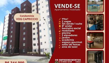 VENDO, LINDO APARTAMENTO 3/4 MOBILIADO - VOG CAPRICCIO - BOA VISTA, VITÓRIA DA CONQUISTA - BA