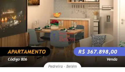 Apartamento na planta de 2 quartos 49,80m² Na Pedreira