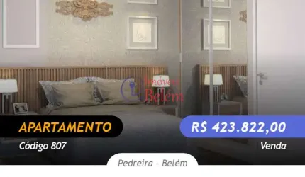 Apartamento na planta de 57,37 m² com 3 quartos na Pedreira
