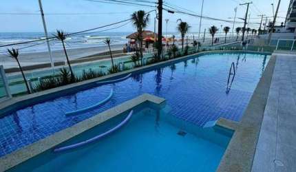 Apartamento mobiliado 3 dormitórios frente mar, Centro - Mongaguá/SP