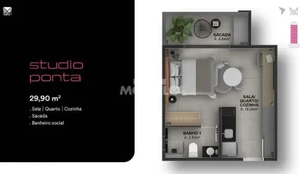 FLAT à venda, 1 quarto, 1 suíte, TIBERY - Uberlândia/MG