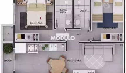 APARTAMENTO à venda, 2 quartos, 1 suíte, 1 vaga, Santa Mônica - Uberlândia/MG