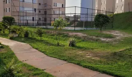 Apto Primeiro Andar 48m2 2 Dorms, Sala, Cozinha, Banheiro, 1 Vaga Descoberta, Semi-Mobiliado, Portaria 24hs e Quadra Poliesportiva