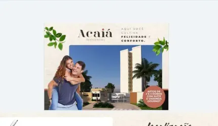 Breve Lançamento Acaiá Residencial Aptos 54m2 a 59m2, 2 e 3 Dorms, Áreas Comuns Piscina, Salão de Festas, Academia, Varanda de Circulação, Playground
