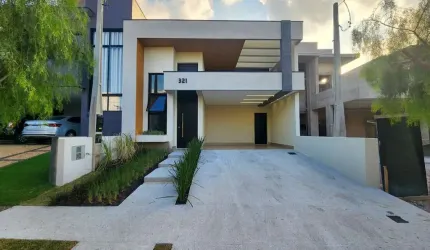 Casa de alto padrão em condomínio na Vila Monte Alegre, Paulínia-SP: 3 quartos, 3 suítes, 3 salas, 3 banheiros, 4 vagas e 149,58 m².