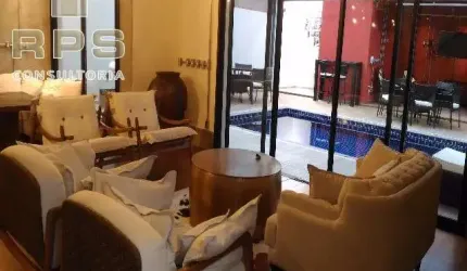 Casa de Alto Padrão para Venda na Vila Giglio em Atibaia, 03 suítes com closet, amplas salas e área gourmet completa integrada com piscina e spa.