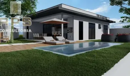 Casa no Terras de Atibaia II Alto Padrão Casa Terrea 209m² Terreno com 475m², 3 suítes com closet , Sala ampla c/ pé direito duplo. Depósito externo.