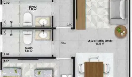 Apartamento com 2 dormitórios à venda, 63 m² por R$ 375.000 - Aviação - Praia Grande/SP
