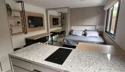 Studio mobiliado e com vaga de garagem para alugar ao lado da Puc, Prado Velho - Curitiba/PR