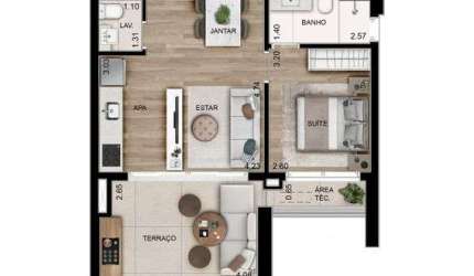 Apartamento com 2 Quartos à venda, 53m² - Higienópolis