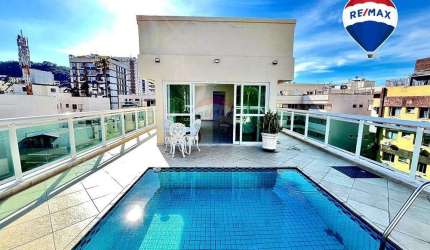 Cobertura duplex 320m2, 5 quartos (3 suites), 4 vagas de garagem, varandão e piscina. Vista 360º