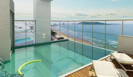 Apartamento 4 quartos suítes à venda de frente para o mar da Praia do Morro, Guarapari-ES - Lazer completo, auto padrão.