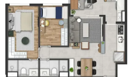 Apartamento tipo para venda com 2 quartos, sendo 1 suíte, 58m²