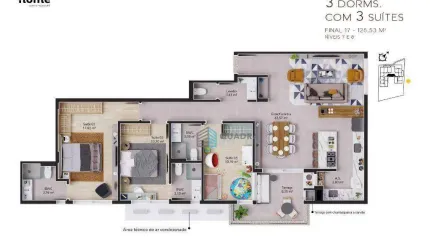 Apartamento com 3 dormitórios à venda, 125 m² por R$ 2.726.930,64 - Cacupé - Florianópolis/SC