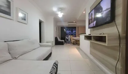 Flat com 2 dormitórios  (1 Suíte) - 70 m² - 2 vagas - Lazer - Vista - Pitangueiras - Guarujá/SP