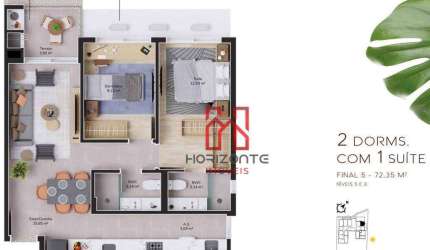 Apartamento com 2 dormitórios à venda, 71 m² por R$ 1.020.889,06 - Cacupé - Florianópolis/SC